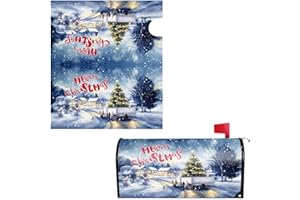Christmas Magnetic Mailbox Cover, 21x18 Inch Standard Size Winter Xmas Mailbox Cover Waterproof Merry Christmas Post Letter B