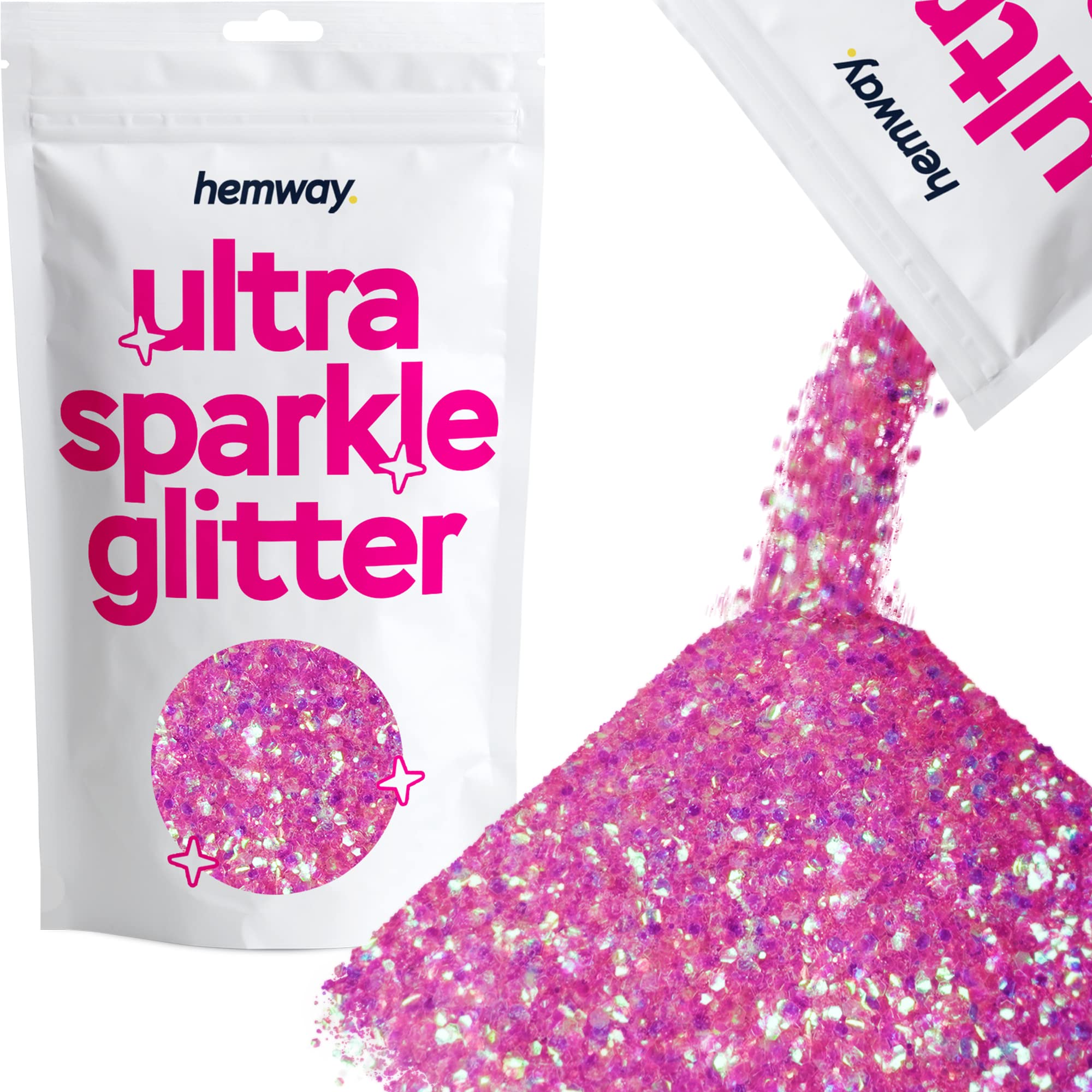 Hemway Ultra Sparkle Glitter Unicorn Dark Pink Mix 100g Mixed | Glitter for Arts & Craft, Makeup, Nail Art, Crafting, Card Making, Sparkle Decoration