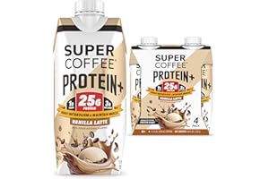 SUPER COFFEE Protein+, Keto Protein Coffee (0g Added Sugar, 25g Protein, 150 Calories) [Vanilla] 11 Fl Oz, 12 Pack | Iced Smart Coffee Drinks