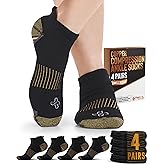 Doctor's Select Copper Ankle Compression Socks for Women and Men - 4 Pairs | Athletic Running Plantar Fasciitis Socks