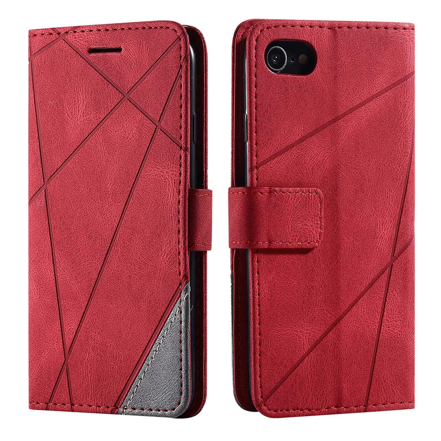 SONWO Case for iPhone SE 2020 / iPhone 7 / iPhone 8 Case, Premium Leather Flip Wallet Case Magnetic Closure Card Slots Kickstand Phone Case for iPhone SE 2020 / iPhone 7 / iPhone 8, Red