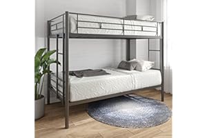 HomJoones Metal Bunk Bed Twin Over Twin Sturdy Heavy Duty Bunk Beds with 2 Side Ladders,Space Saving,No Box Spring Needed,for Boys Girls Teens Adults, Bedroom, Dormitory (Black)