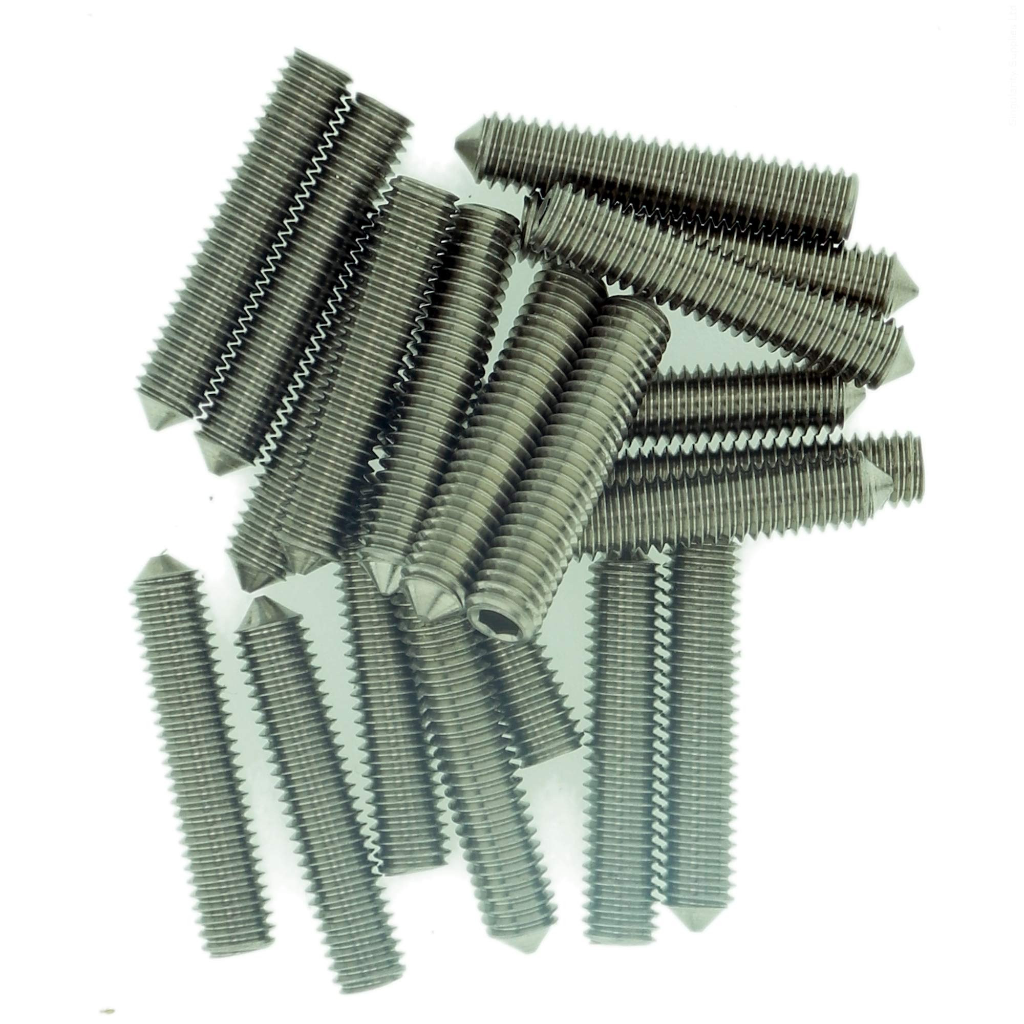 M5 (5mm x 20mm) Hex Socket Grub Screw (Cone Point) - Stainless Steel (A2) (Pack of 20)