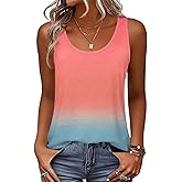 Zeagoo Womens Tank Tops Flowy Loose Fit Scoop Neck Casual Summer Tops Curvy Hem