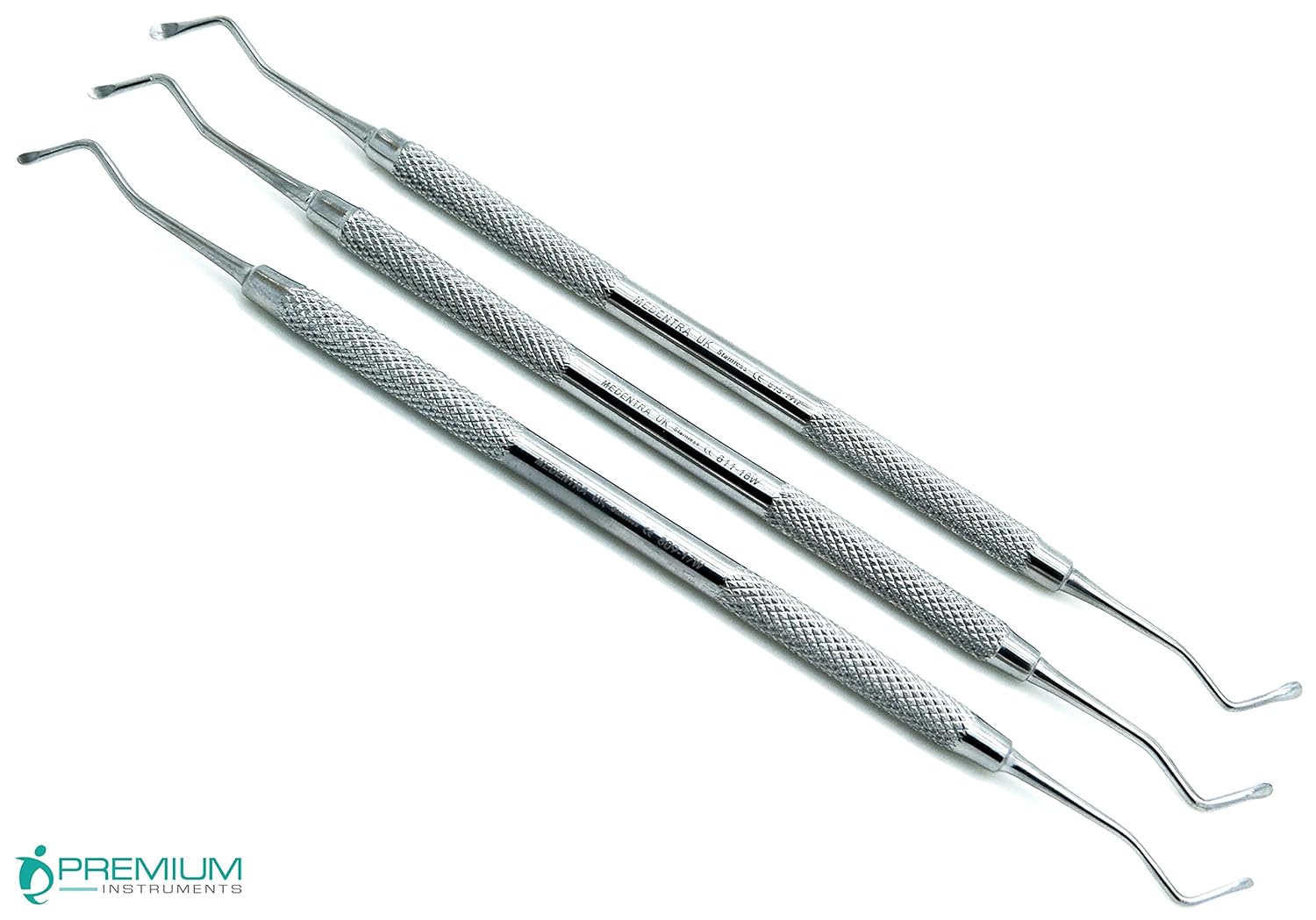 Lot De 3 Cuillères Excavatrices Dentaires 1.5mm #14 - Manche Creux, Acier Inox Allemand, CE