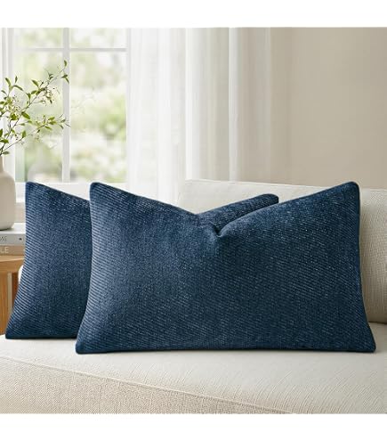 Amazon.com: MIULEE Navy Chenille Couch Lumbar Throw Pillow Covers