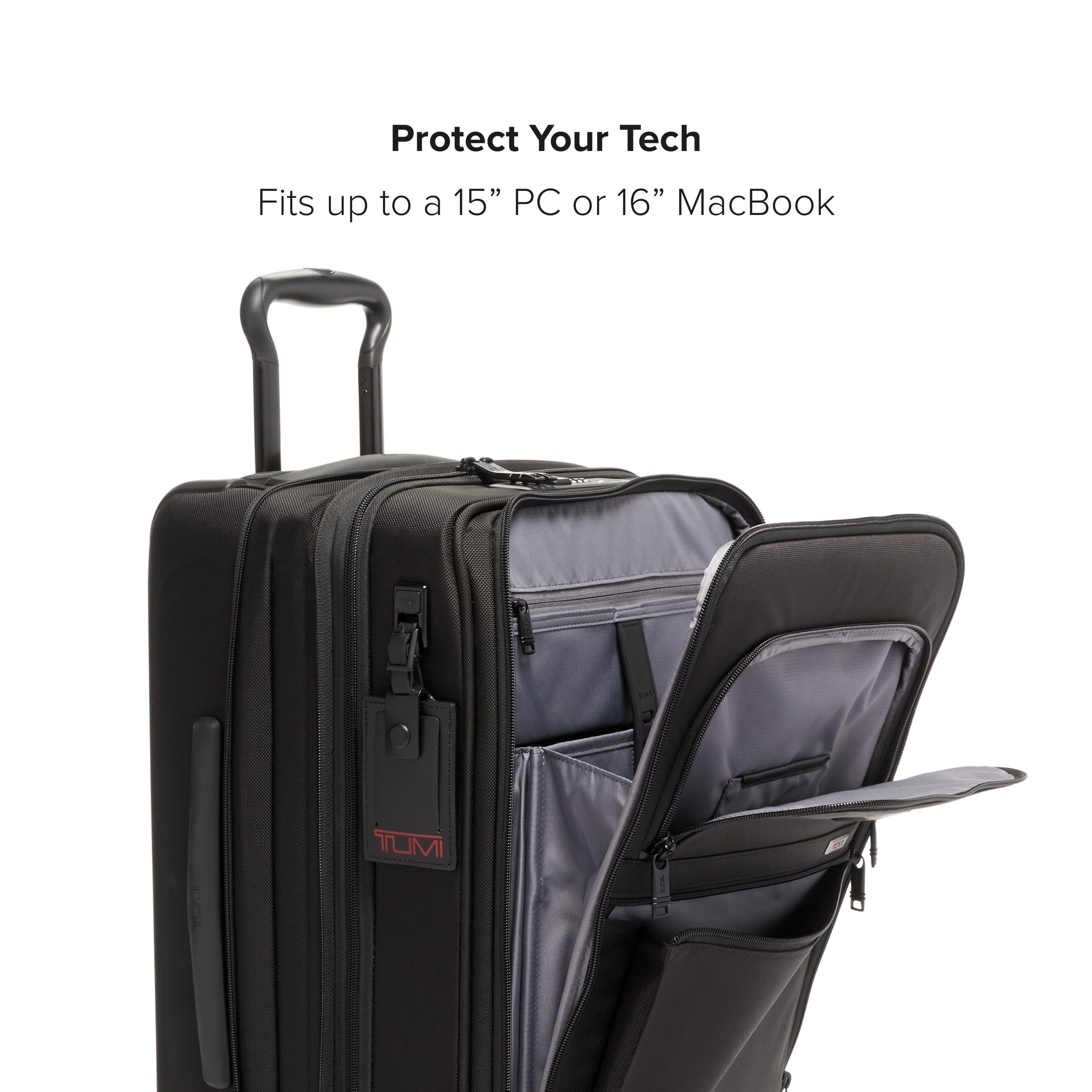 TUMI - Alpha International Office 4 Wheeled Carry-On - Men's Zip Expansion Business Luggage with Laptop & Tablet Compartments - Black