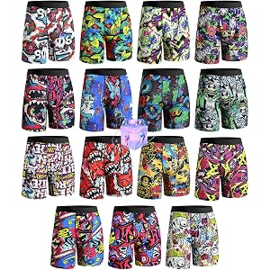 CHUAKIN Mens Boxer Briefs for Men Funny Novelty Boxer Brief Boys Underwear Stretch Sport Trunks Underwear Random 3 Pack