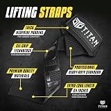 Titan Armour Weight Lifting Straps Extra-Long Gel Grip Black view 2