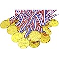 Winner Award Medals Penta Angel 24Pcs Gold Plastic Pride Medal Ribbon Necklace Bulk for Boys Girls Birthday Party Favors Spor