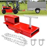 Forklift Trailer Hitch Attachment, EBESTTECH 1 PC 2" Receiver Trailer Towing Adapter with Chain Red