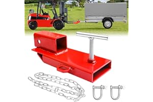 BESTZHEYU Forklift Trailer Hitch Attachment, EBESTTECH 1 PC 2" Receiver Trailer Towing Adapter with Chain Red