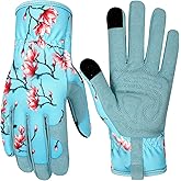 MERTURN Leather Gardening Gloves for Women Garden Gloves Thorn Proof Touch Screen Design Heavy Duty Working Yard Gloves