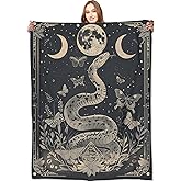 VODRM Mystic Snake Blanket Celestial Moon Throw Blankets,Birthday Gifts for Kids Adult,Lightweight Soft Fleece,with Astrology Butterfly,Sofa Couch Bed Room Horror Spiritual Decor 50x60in