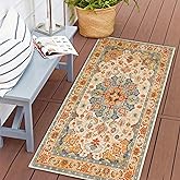 COMSLE Boho Distressed Area Rug 2' x 4', Machine Washable Faux Wool Non-Slip Small Rug for Entryway, Bedroom, Kitchen - Indoor Floor Carpet