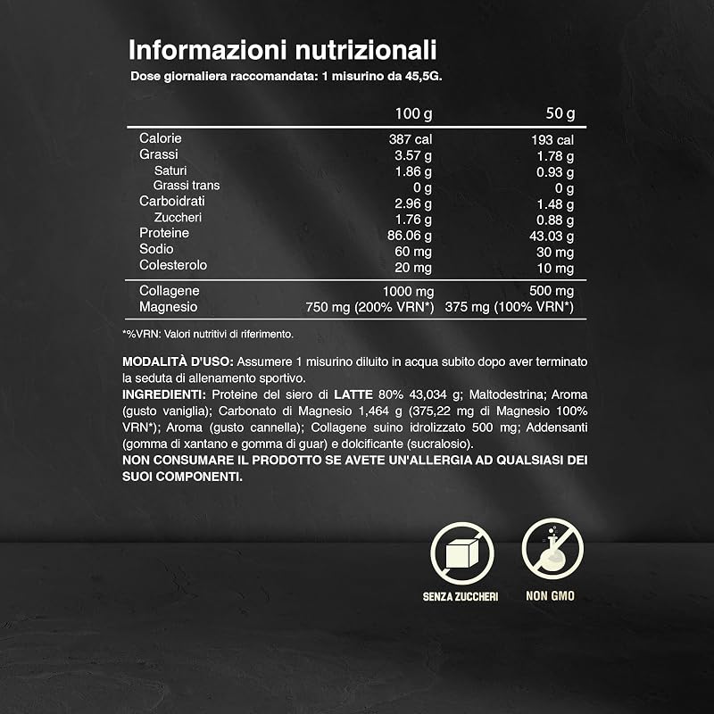 Whey Protein | Proteina in polvere con Collagene, Magnesio e Amminoacidi | Aumenta la massa muscolare | Supporta lo sviluppo e il recupero muscolare | Proteina facile da digerire | 1kg (Vaniglia)