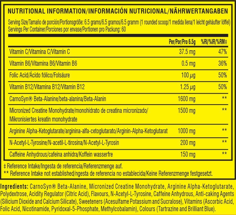 C4 Original Beta Alanine Sports Nutrition Bulk Pre Workout Powder for Men & Women, Yellow, 60 Servings - Image 3