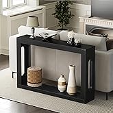 YATINEY Farmhouse Console Table, 47.2 Inches Wooden Sofa Table, Behind Couch Table with Storage, Industrial Hallway Accent Table for Living Room, Entryway, Hallway, Black CT24BK
