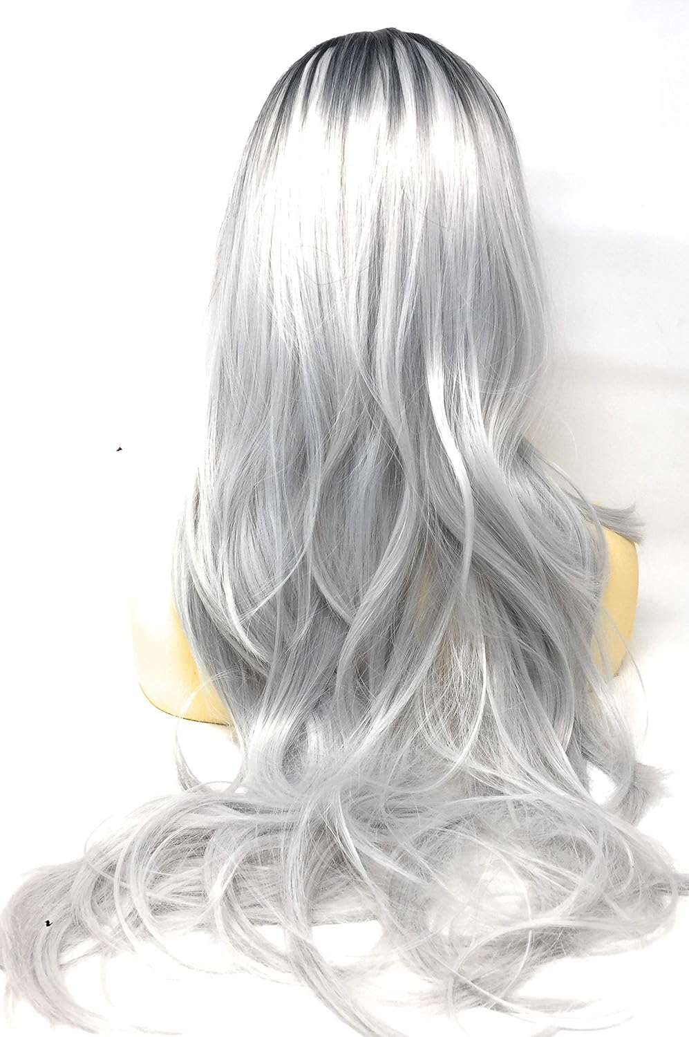 eBoutik, Long Grey Ombré Wig for Women, Silver Costume Hairpiece for Halloween Cosplay & Fancy Dress - Image 4