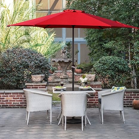 Taupe Patio Umbrella Outdoor Table Umbrella With 6 Sturdy Ribs And Crank 6 Ft Umbrellas