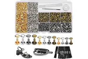 CBHGFEA 540 PCS Leather Rivets, 3 Different Sizes Double Cap Rivets Kit with Leather Rivet Setting Tools, Leathercraft Rivet Kit for DIY and Crafting, Decoration