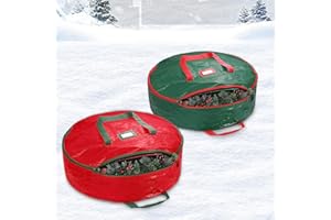 DREAM LOOM Christmas Wreath Storage Bag, 2 Pack 24" Xmas Wreath Storage Container, Garland Holiday Artificial Wreath Storage Holder with Heavy Duty Handles