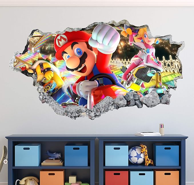 Mario Kart Wall Decal Art Decor 3D Smashed
