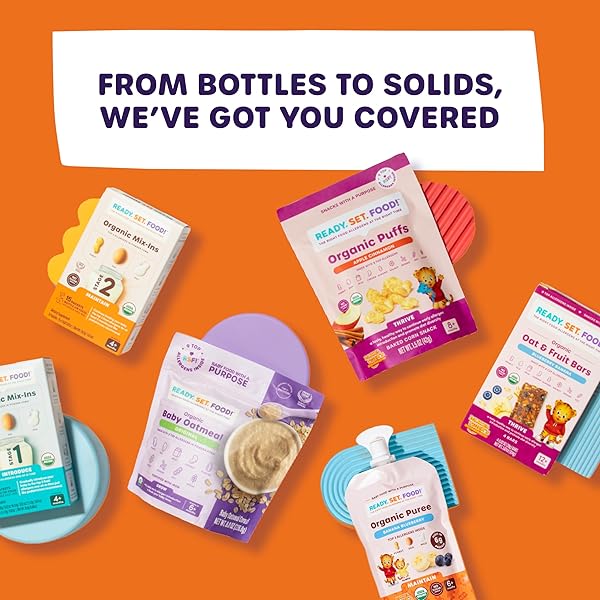 READY SET FOOD ORGANIC BABY OATMEAL CEREAL – SAFE & EASY EARLY ALLERGEN EXPOSURE FOR BABIES 6+ MONTHS, ORGANIC BABY FOOD WITH 9 TOP ALLERGENS: ORGANIC PEANUTS, MILK, EGGS, CASHEWS & MORE (15 SERVINGS) (PUMPKIN CINNAMON)