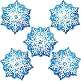 Blue Snowflake Balloons, 5Pcs 23 Inch Blue White Silver Snowflake Foil Balloons for Frozen Ice Snow Themed Birthday Christmas Winter Wonderland Decorations