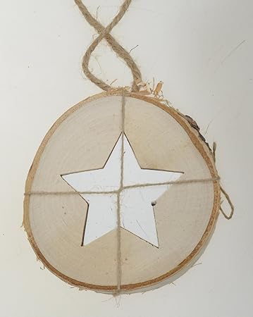2 Stk Holzscheiben Mit Stern Weiss 10cm Rund Baumscheiben
