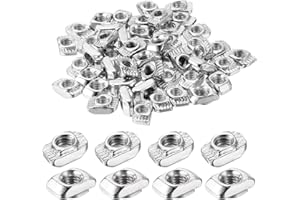uxcell 200Pcs M4 t Nuts Sliding t Slot Nut Fastener Carbon Steel Nickel Plated Half Round Roll in Sliding Aluminum Profile Ac