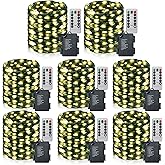 Glooglitter 8 Pack Battery Operated String Lights 16.4 ft Fairy Lights 50 LED with Auto Timer Dark Green Copper Wire Twinkle for Indoor Outdoor Christmas Trees Wreath Decoration Patio Bedroom(Warm)
