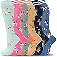 fenglaoda Compression Socks Women Men 6 Pairs, Knee High Best Support Circulation Socks for Running, Travel, Flight, Nurse