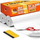LA LLAMA Matte Clear Laminate Roll 12” x 30ft 2 Pack - 3 MIL Self-Adhesive Laminating Film, Matte Non Thermal Extra Long Lami