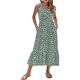 AUSELILY Womens Maxi Dress 2026 Sleeveless Summer Dresses V Neck Casual Tiered Sundresses with Pockets