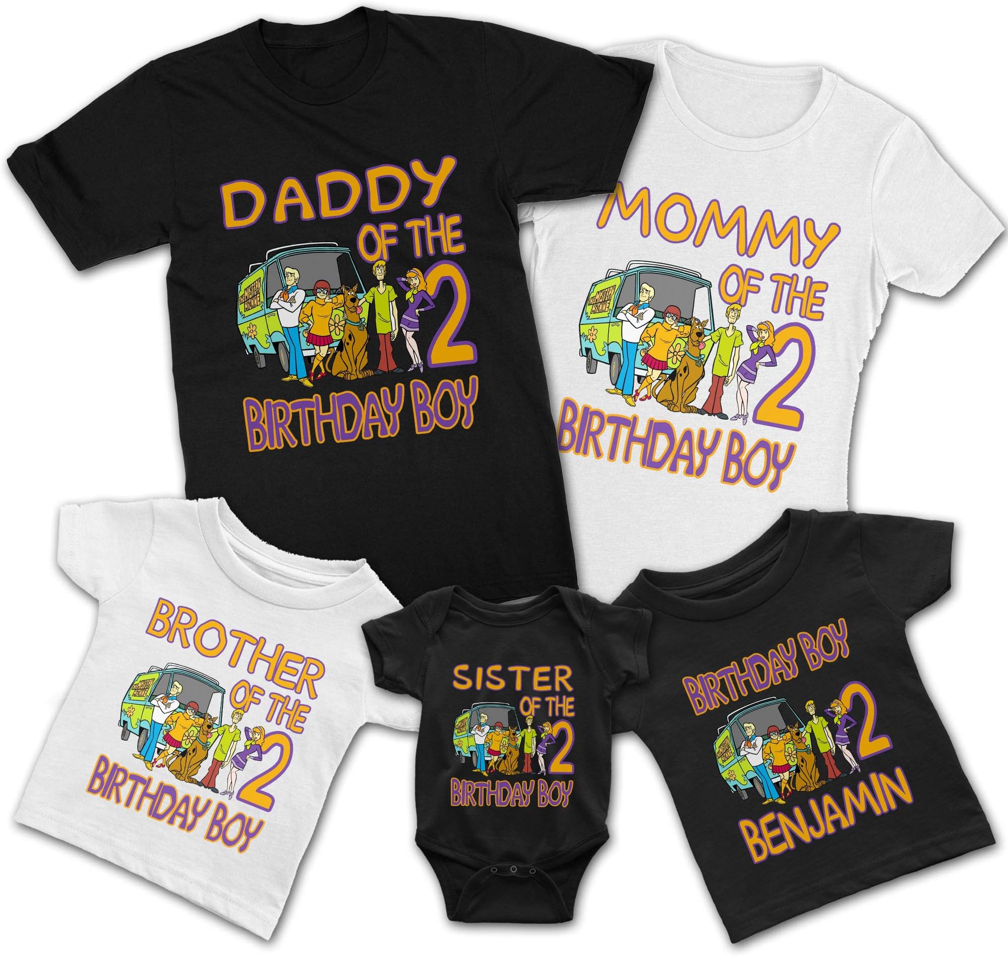 ThreadzFamily Personalized Birthday Shirt for Scooby Doo Gang Birthday Theme