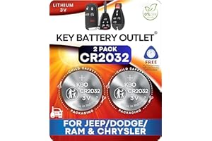KEY BATTERY OUTLET Key Fob Batteries for Jeep (2-Pack) CR2032, Jeep, Dodge, Ram & Chrysler Vehicles - CR2032 2-Pack - Compatible with Compass, Patriot, Grand Cherokee, PT Cruiser, Caliber, Durango Models
