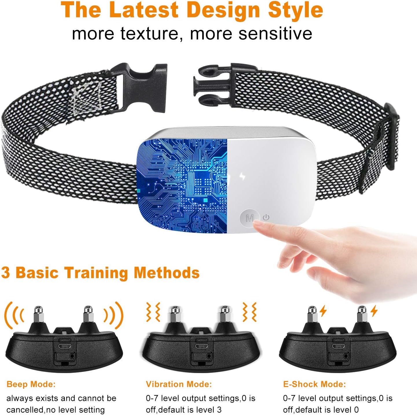 NBJU Bark Collar for Dogs, Rechargeable Anti Barking Training Collar with 7 Adjustable Sensitivity and Intensity Beep Vibration for Small Medium Large Dogs (White) : Kitchen & Dining
