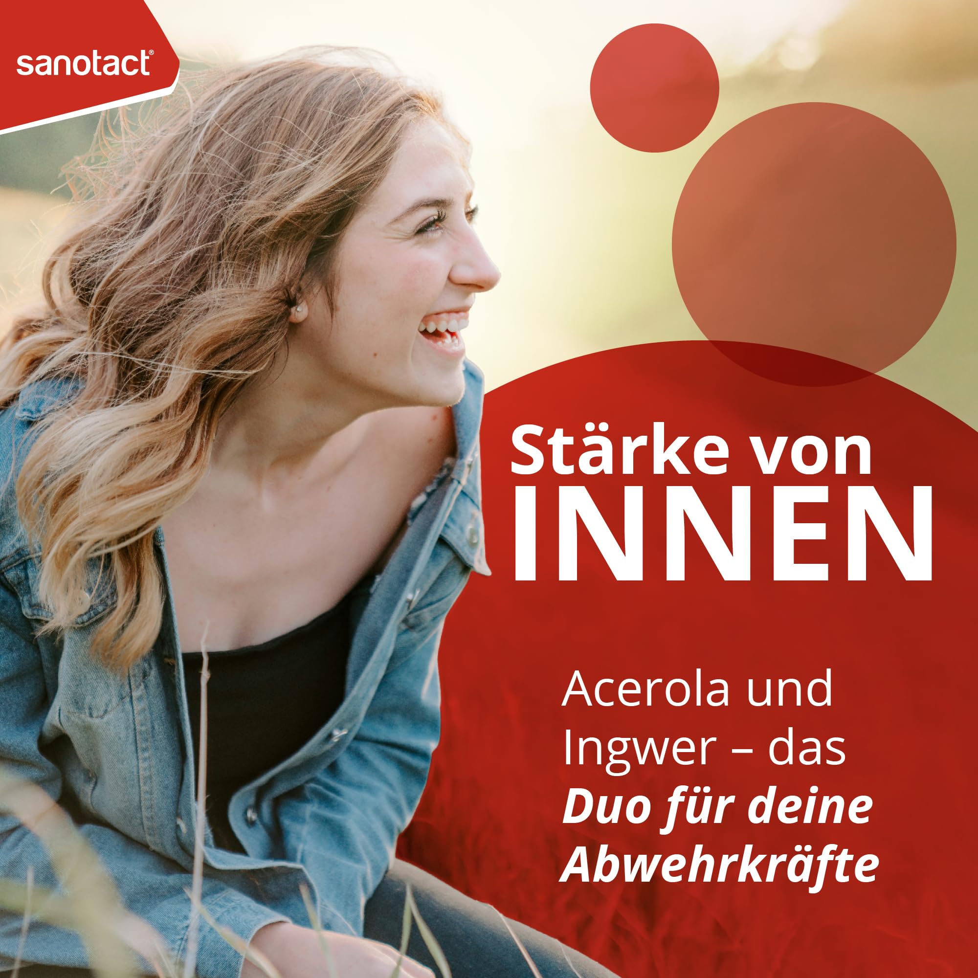 sanotact® Direkt-Boost Acerola + Ingwer | 20 Sticks | 180 mg natürliches Vitamin C aus Acerola | mit Ingwer-Extrakt | Immun­system & Zellschutz¹ | vegan, zuckerfrei, glutenfrei, laktosefrei 2