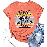 On Cruise Time T-Shirt Women Coconut Tree Graphic Tees Summer Vacation Shirt Beach Praty Tops Family Cruise Shirts
