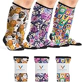 Viasox 3 Pack Compression Socks Women & Men, Circulation Support, 12-15mmHg Neuropathy, Paws & Petals, M