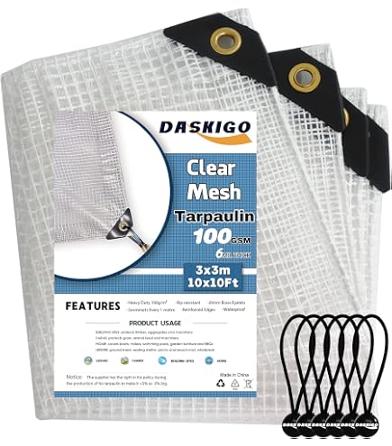 6'x16' (Black) HD Mesh Tarp Net Sun Shade Fence Screen Patio Canopy Cover