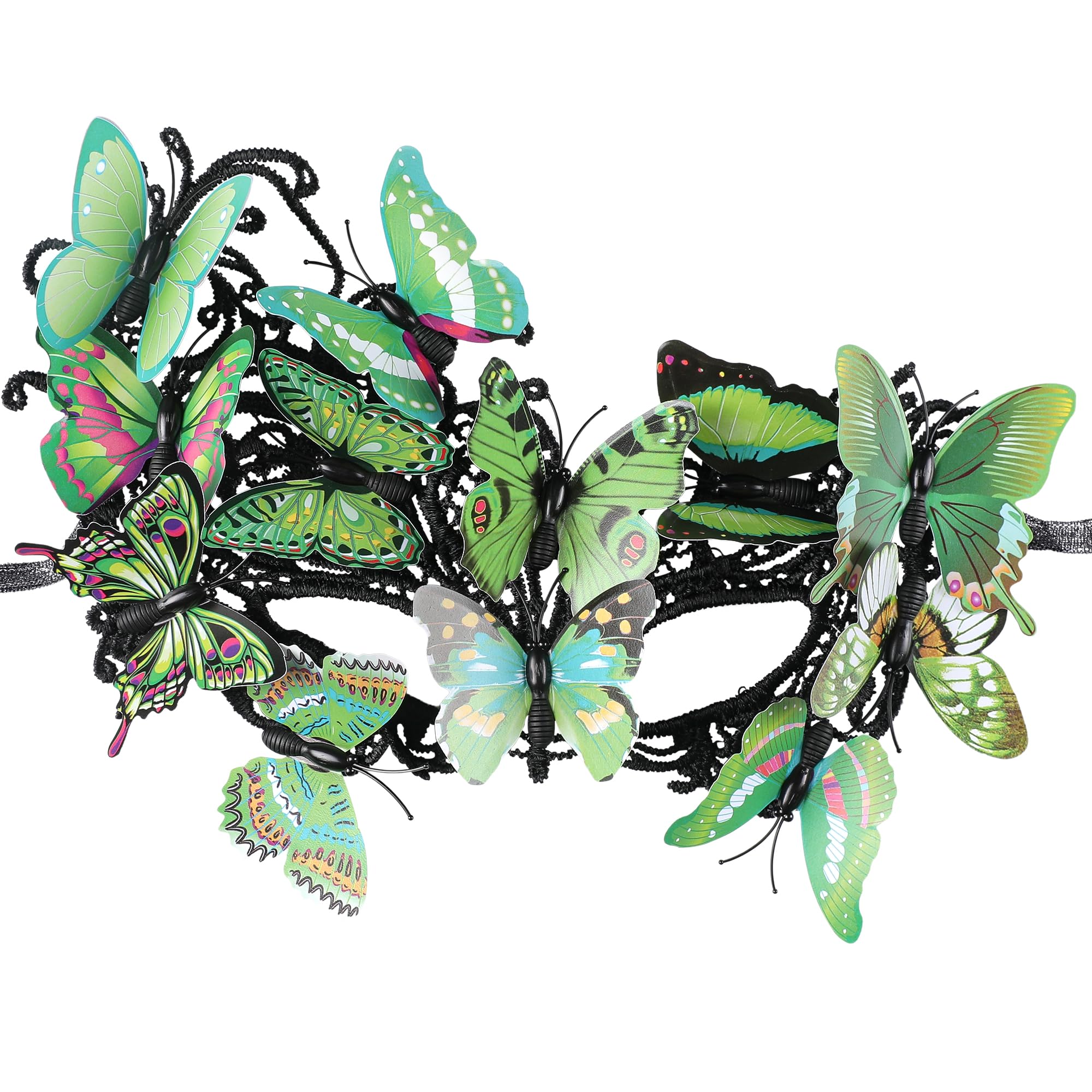 ETOFETE Green Butterfly Masquerade Mask for Renaissance Women Cosplay, Venetian Party Lace Mask for Halloween Mardi Gras Accessories β image 1