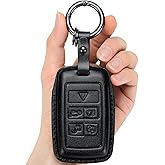 for Land Rover/Jaguar Key Fob Cover Genuine Leather with Keychain,Compatible with Evoque Velar Sport Discovery Freelander2 LR4 Land Rover Sport and Jaguar XF XJ XE F-PACE F-TYPE