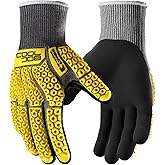COOLJOB A5 Cut Resistant Gloves with Impact Resistant TPR, Touchscreen Nitrile Dipped Safety Work Gloves with Grip, 1/3 Pair