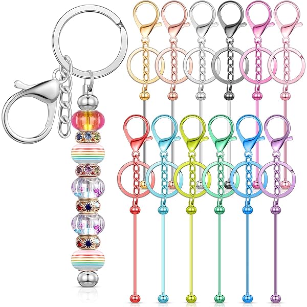 Amazon.com: Yuxung 86 Pcs Beadable Keychain Bar Set Bead Keychain