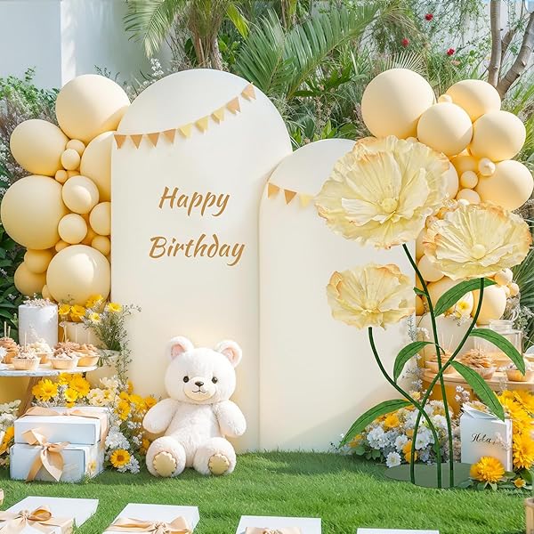 LJIE-HOUSE GIANT FAKE FLOWERS 5.77FT – LIGHT YELLOW EASTER LARGE PAPER FLOWERS 3D ARTIFICIAL FLORAL WEDDING DECORATIONS FOR BIRTHDAY PARTY OUTDOOR BANQUET EVENT HOME BACKDROP DECOR