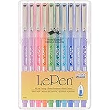 Uchida Of America 4300-10C 10-Piece 0.3 Point Size Le Pen Drawing Pen Set, Blue, Orange, Lavender, Pink, Light Blue