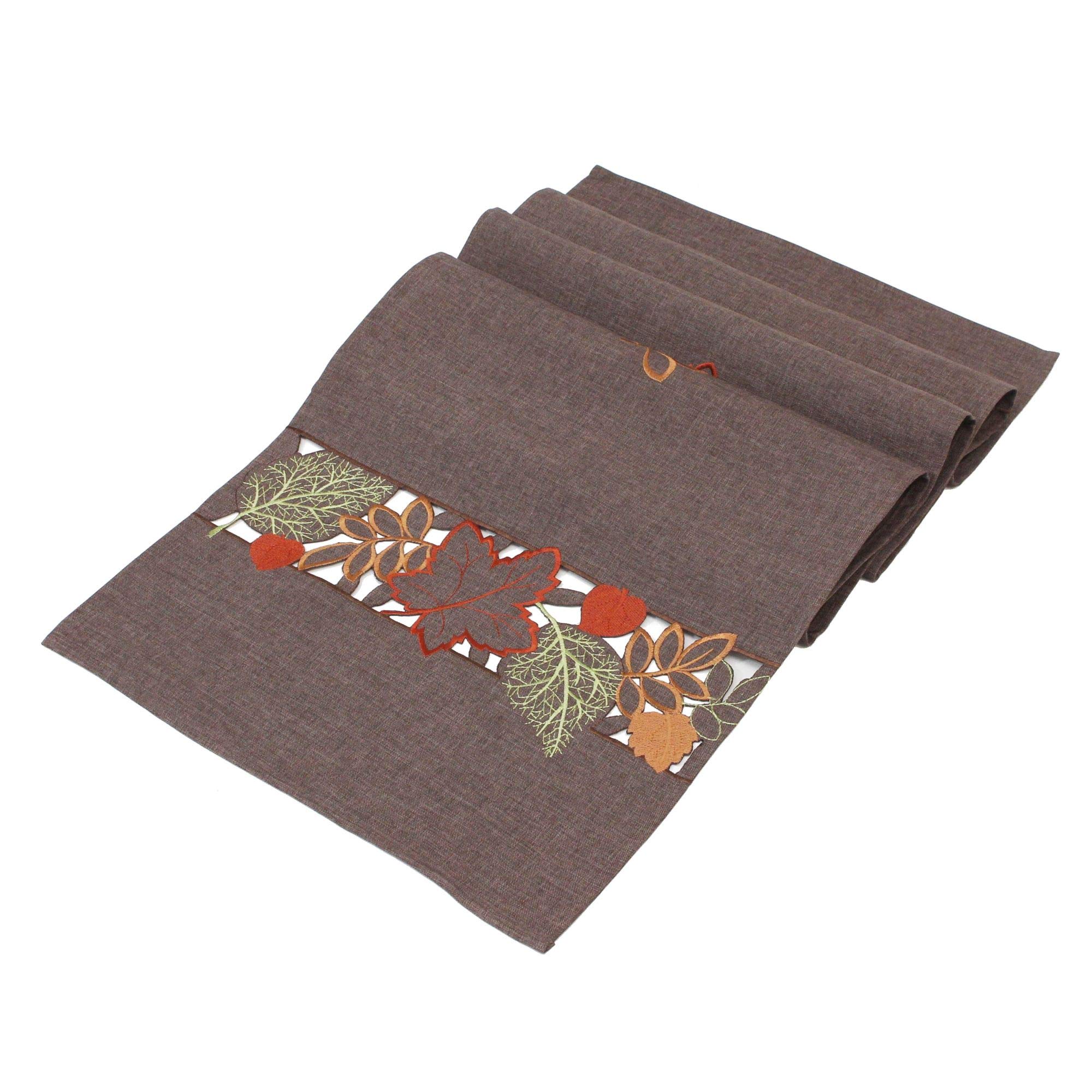 Frank Flechtwaren Autumn Leaves Table Runner Brown