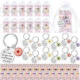 Ecation Valentine Day Donut Keychains Bulk Luminous Inspirational Thank You Donut Card Employee Teacher Appreciation Gift